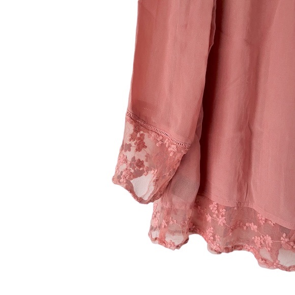 CHARLIE PAIGE TOPS BROCADE & LACE TRIM COVER UP - Picture 6 of 7